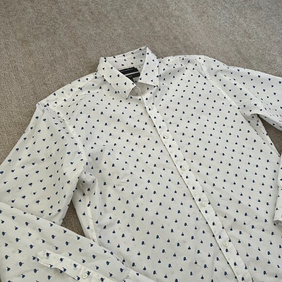 Bonobos Slim Fit Long Sleeve Button Down Shirt M White Blue Cotton - Picture 3 of 9